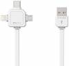 Allocacoc USB Cable 3 in1 (Lightning, MicroUSB, USB Type-C) - 1.5m (9003WT/USBC15) White